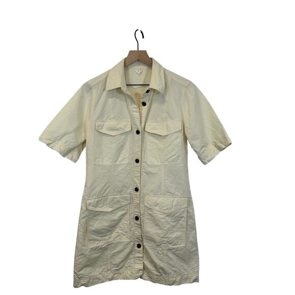 Arket Shirt Dress Linen Cotton Butter Yellow Sz M Utility Minimalist Scandi - Picture 3 of 9